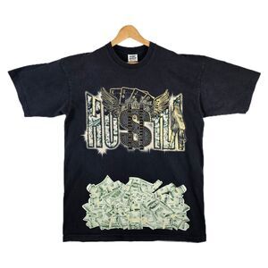 Vintage Hustla Money Wings Girls Rhinestone Shirt Size XXL Tall Y2K USA Made